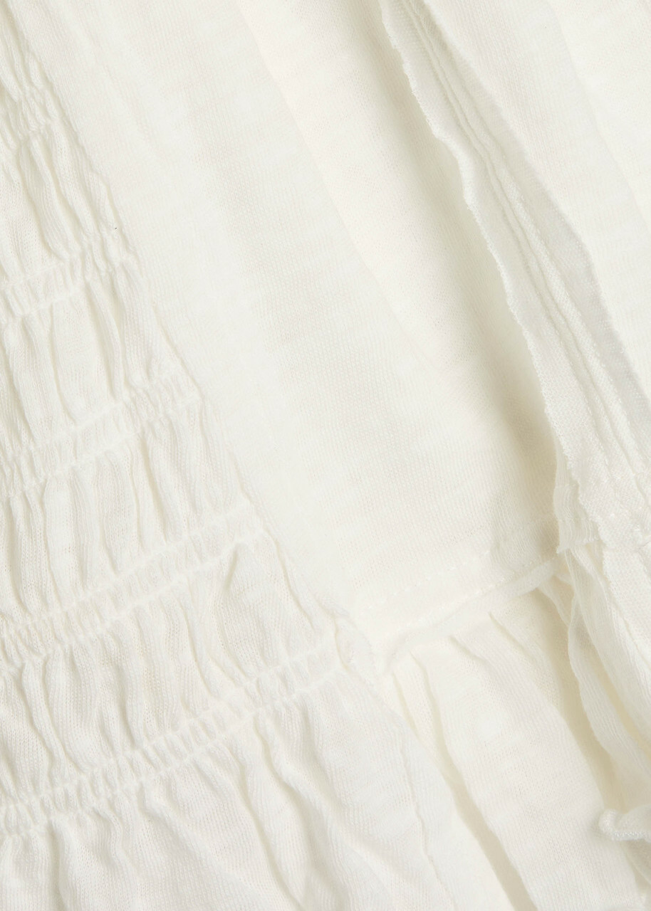 Free People Sylvie Shirred Cotton-blend T-shirt Ivory