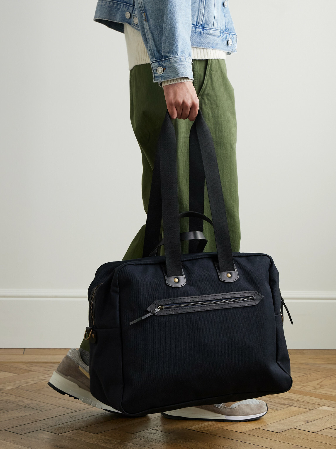 Bleu de Chauffe - Sac Voyage Leather-Trimmed Waxed Cotton-Canvas Weekend Bag - Black