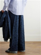 Acne Studios - Straight-Leg Distressed Pinstriped Woven Trousers - Blue