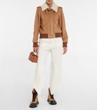 Loewe - Shearling-collar leather bomber jacket