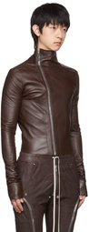 Rick Owens Burgundy Gary Leather Jacket