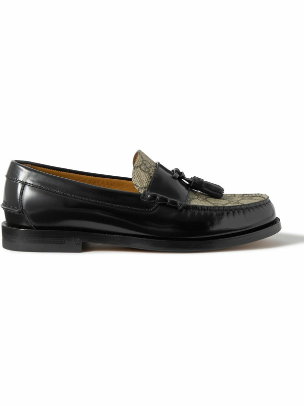 Photo: GUCCI - Kaveh Monogrammed Canvas and Leather Tasselled Loafers - Black