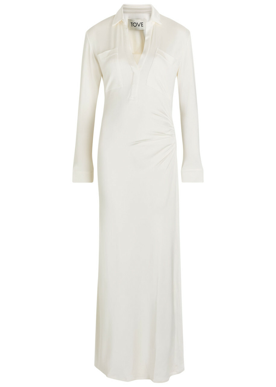 Tove Iana Jersey Maxi Shirt Dress Ivory