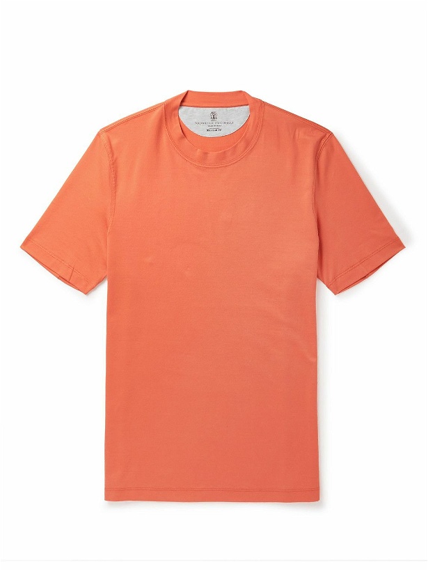 Photo: Brunello Cucinelli - Cotton-Jersey T-Shirt - Orange