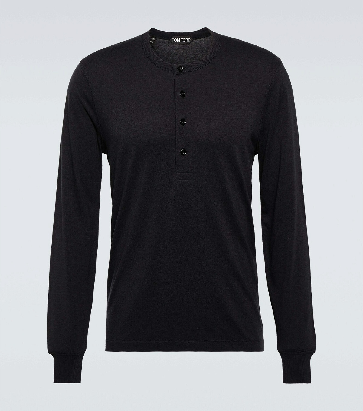 Tom Ford Lyocell and cotton Henley long-sleeved top