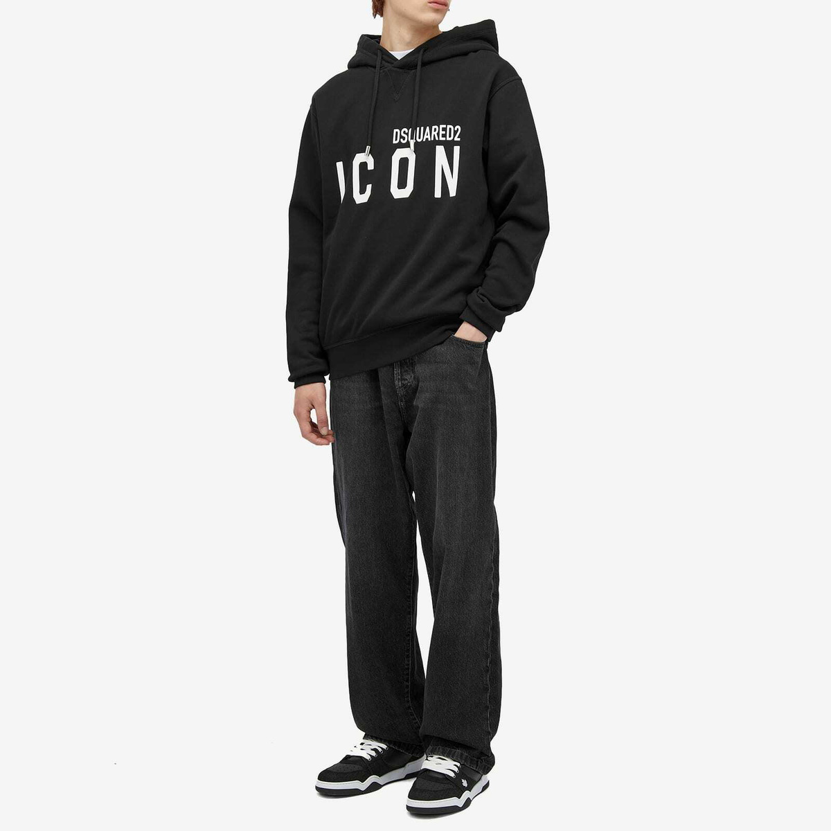 DSquared2 Textured Black 1964 Hand Motif Hoodie Size Large main image 0