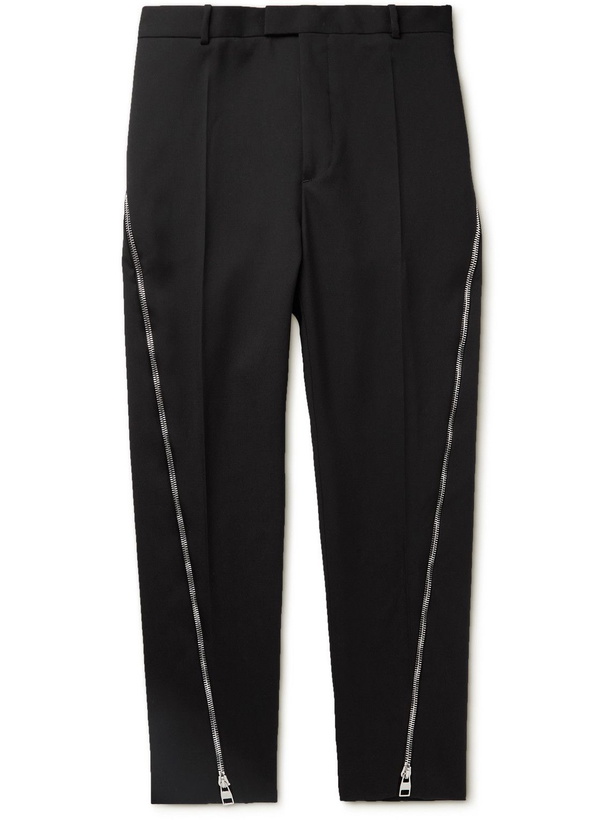 Photo: Alexander McQueen - Straight-Leg Zip-Detailed Wool-Gabardine Trousers - Black