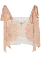 Chloe Floral-print Lace-trim Silk top Multicoloured