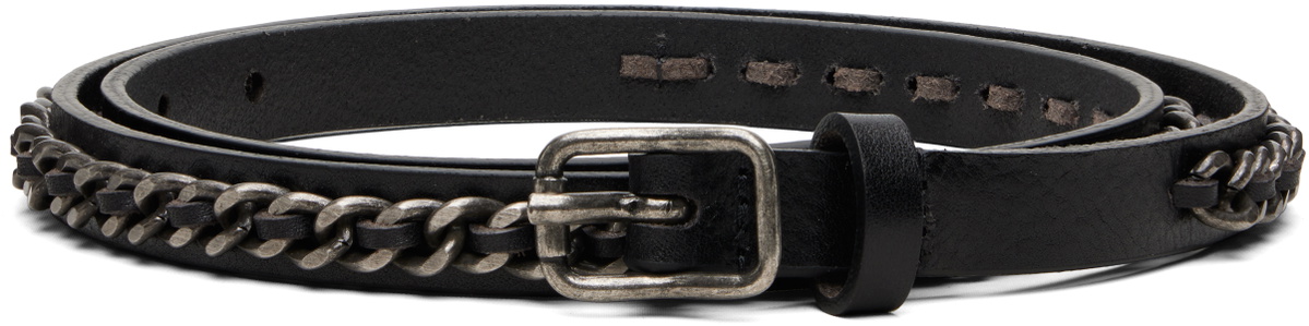 R13 Black Braid Chain Belt