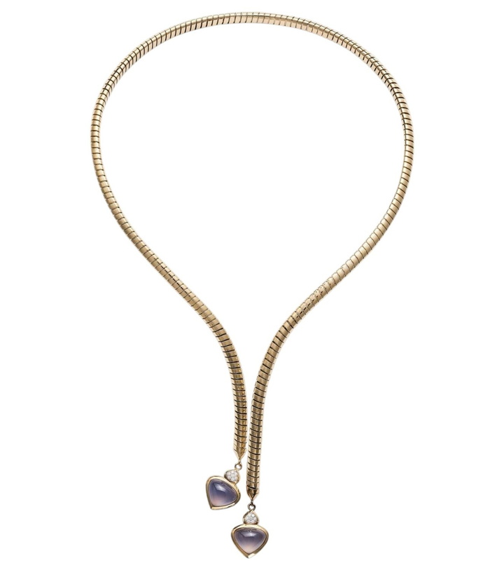 Photo: Marina B Trisolina 18kt gold necklace with blue chalcedony and diamonds