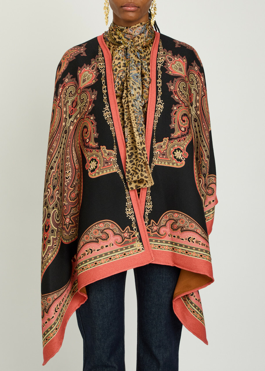 Etro Patterned-jacquard Wool-blend Cape - No Colour - One Size