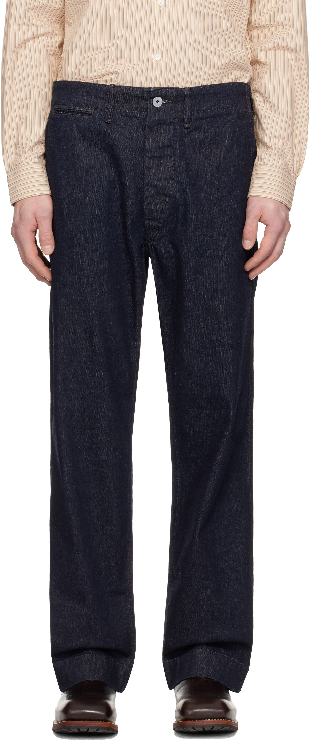 RRL Navy Indigo Rinsed Denim Field Trousers RRL
