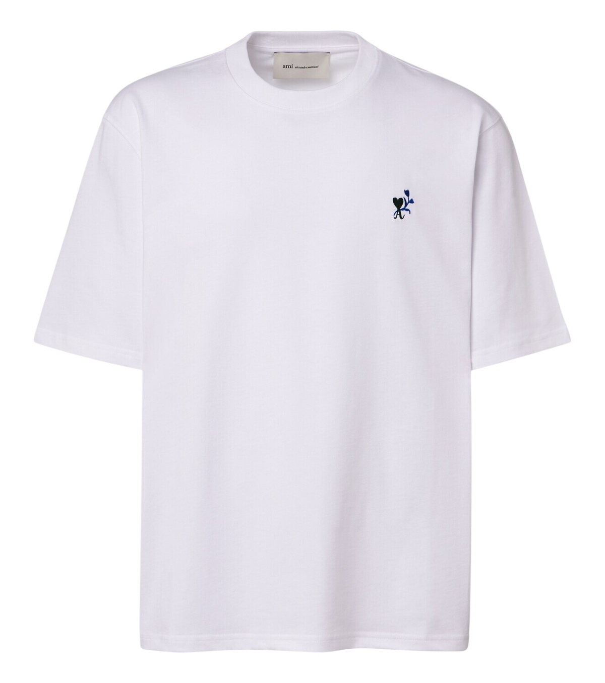 AMI Paris Men's Boxy Fit Short Sleeve T-Shirt in Blanc Creme AMI