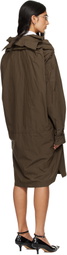 Maison MIHARA YASUHIRO Brown Sleeve Layered Check Shirt Midi Dress