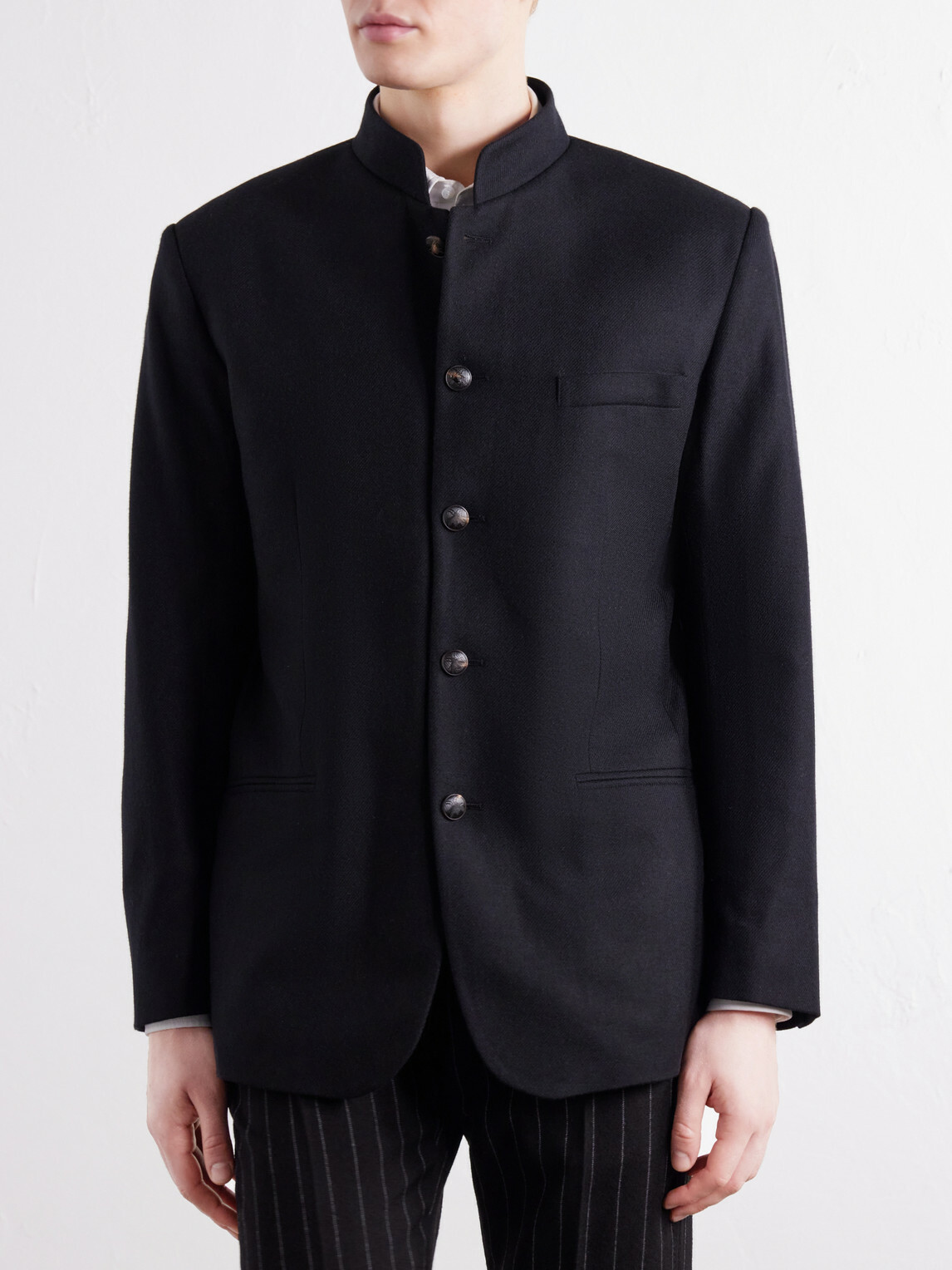 Favourbrook - Nehru Recycled Cashmere-Twill Blazer - Black