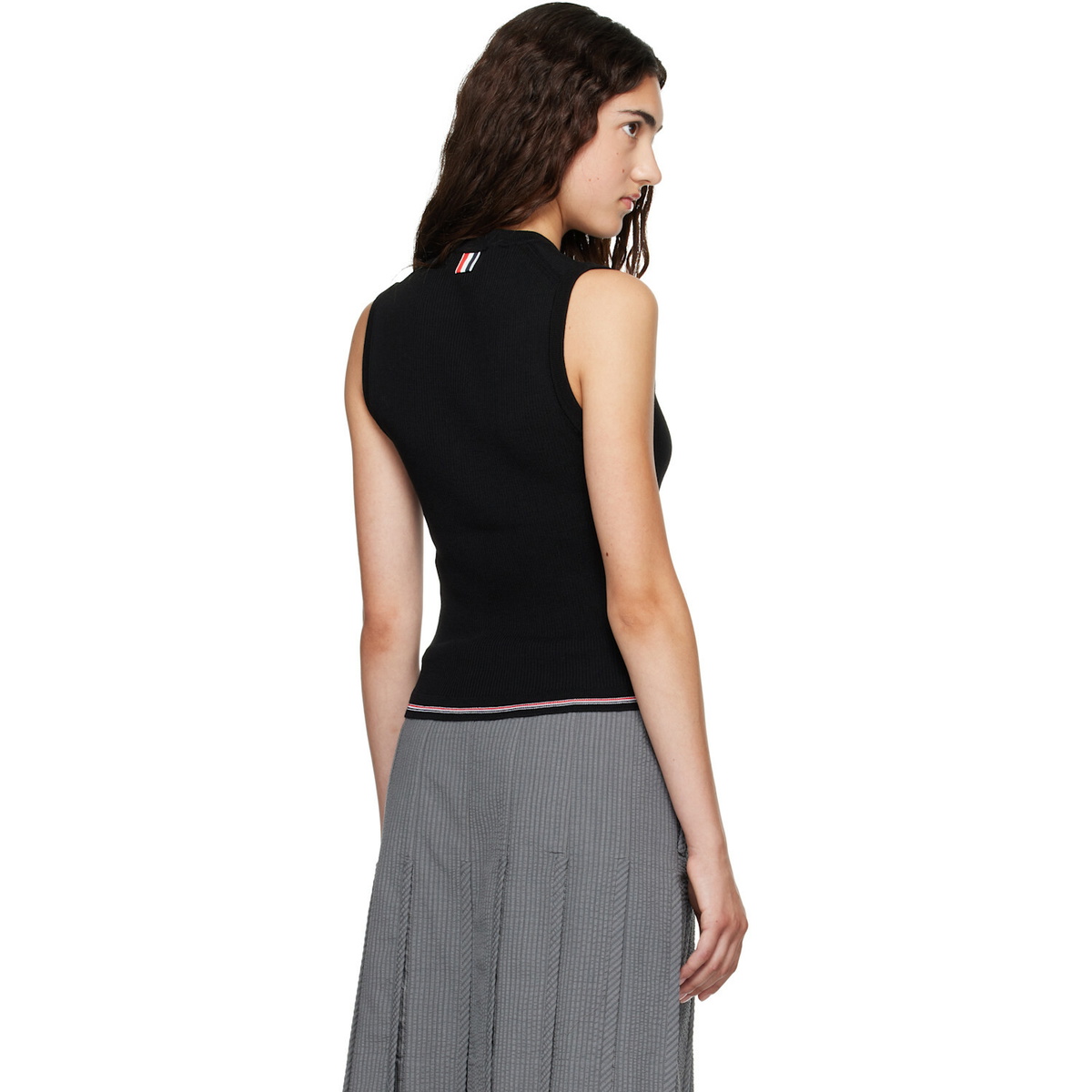 Thom Browne Black Merino Wool RWB Stripe Tank Top