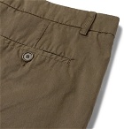 Aspesi - Slim-Fit Pleated Cotton-Twill Chino Shorts - Army green