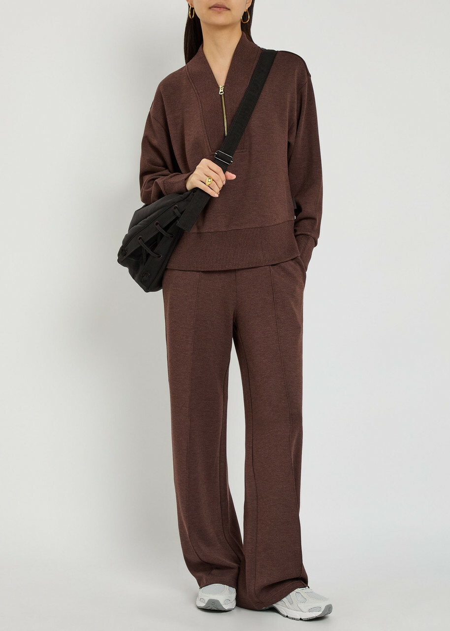 Varley The Wide Leg 30 Pintuck Jersey Sweatpants Brown