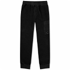 C.P. Company Men's Reverse Brushed & Emerized Fleece Sweatpants in Black