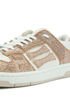 Amiri Skel Glittered Leather Sneakers Gold