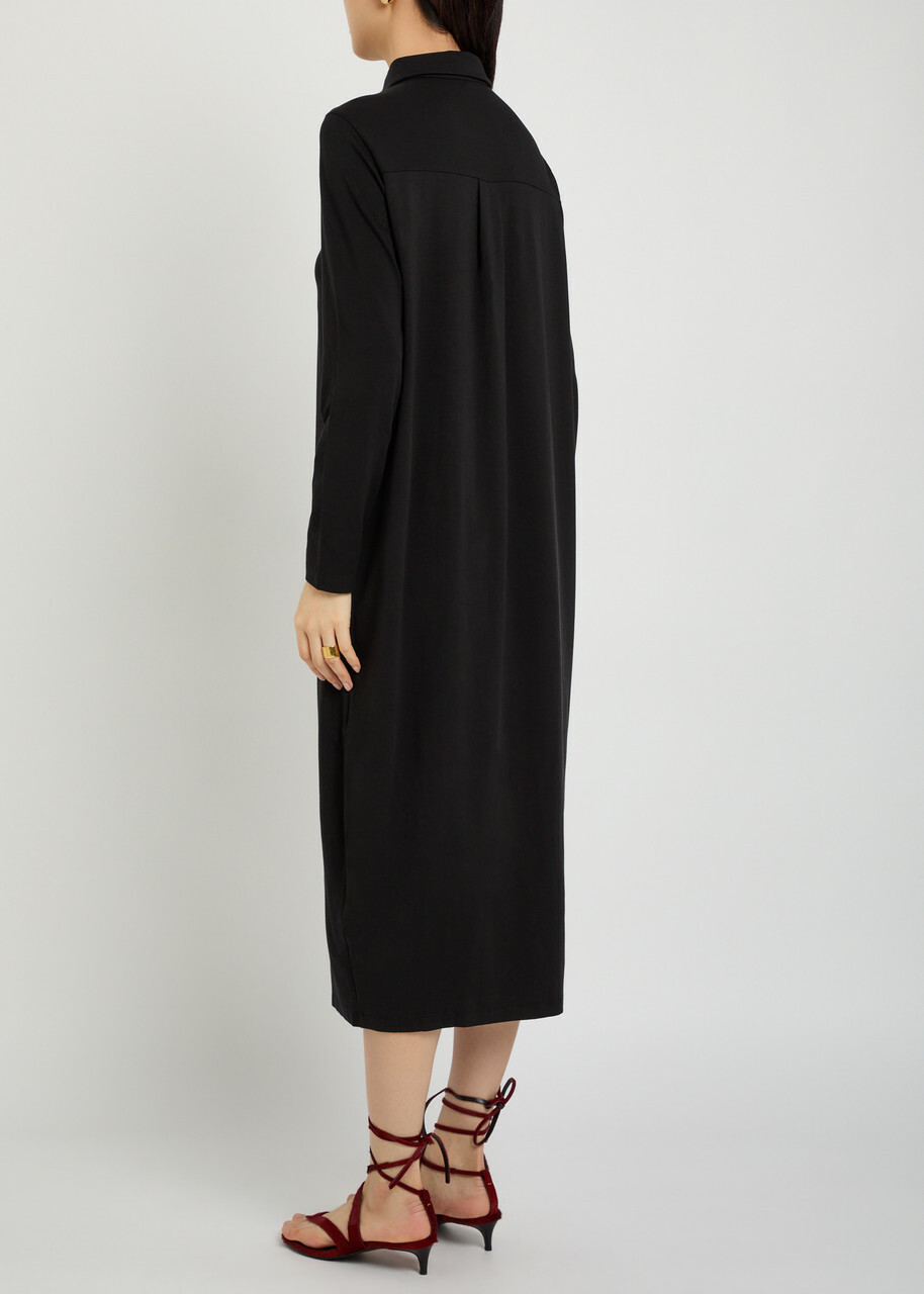 Eileen Fisher Stretch-jersey Midi Shirt Dress Black
