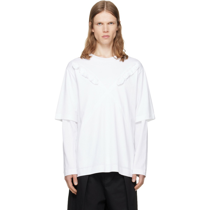 Photo: Simone Rocha White Ruffle Slash Layered Long Sleeve T-shirt