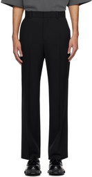 Solid Homme Black Wide-Leg Trousers