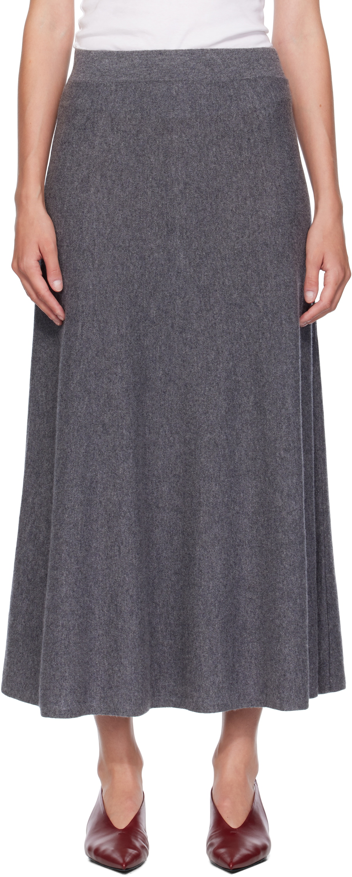 LISA YANG Gray Torie Midi Skirt