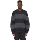 Juun.J Black and Grey Denim Stripe Mixed Sweatshirt