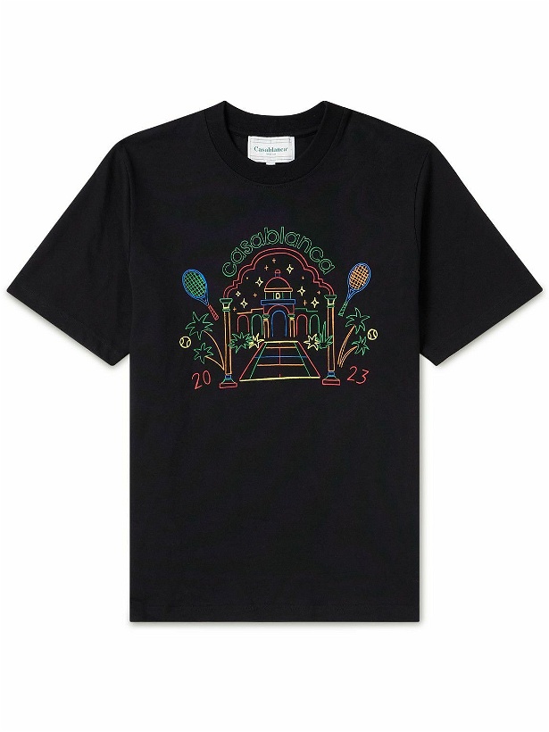 Photo: Casablanca - Rainbow Crayon Temple Logo-Print Cotton-Jersey T-Shirt - Multi