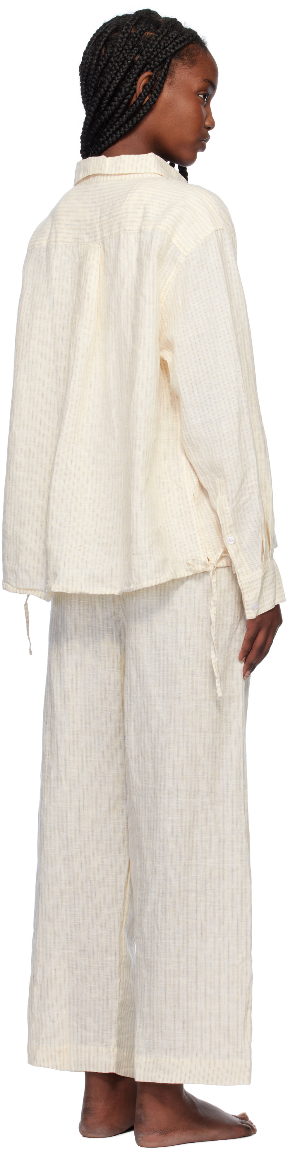 Deiji Studios Off-White Tie Split Pyjama Set