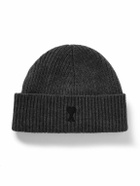 AMI PARIS - Logo-Appliquéd Ribbed Virgin Wool Beanie