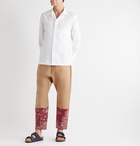 Barena - Tapered Floral Jacquard-Panelled Cotton-Twill Trousers - Neutrals