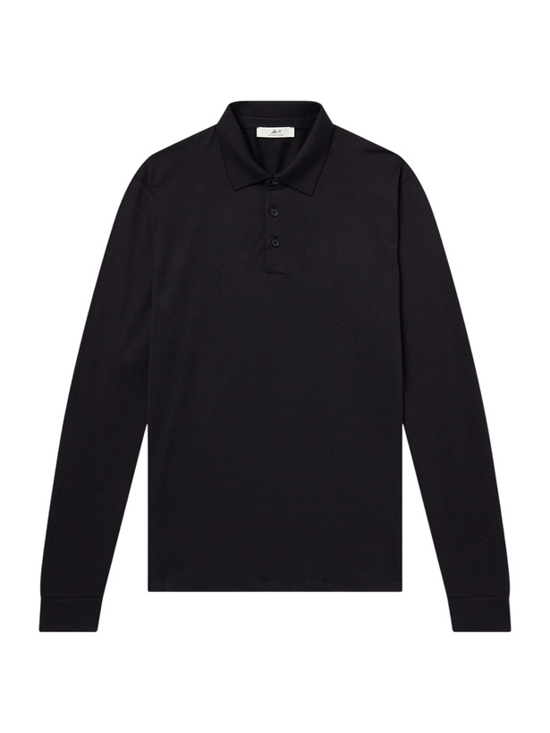 Photo: Mr P. - Silk and Cotton-Blend Polo Shirt - Black