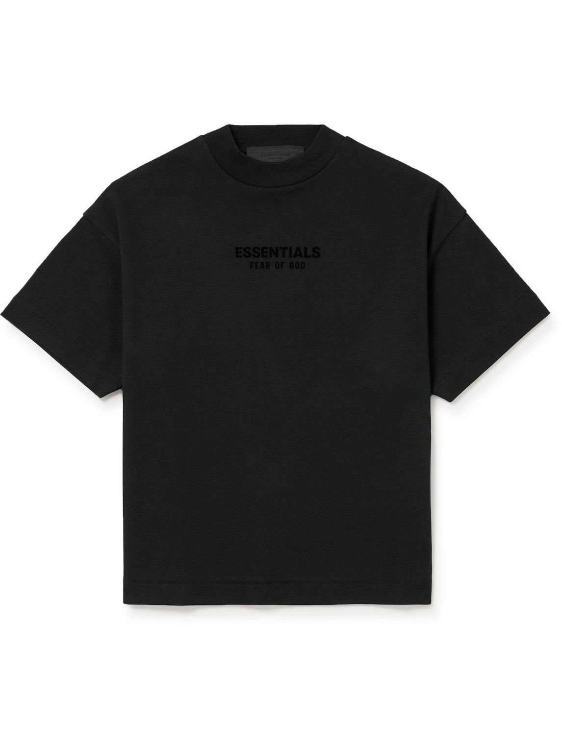 Photo: Fear of God Essentials Kids - Logo-Flocked Cotton-Jersey T-Shirt - Black