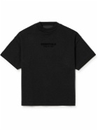 Fear of God Essentials Kids - Logo-Flocked Cotton-Jersey T-Shirt - Black