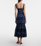 Self-Portrait Polka-dot linen and cotton midi dress