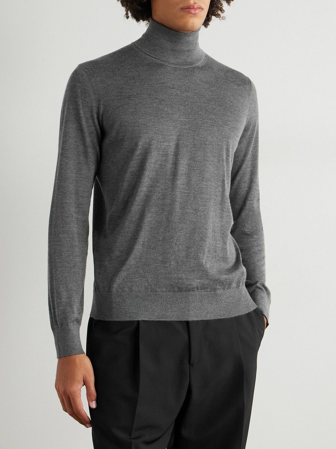 Zegna - Cashmere and Silk-Blend Rollneck Sweater - Gray