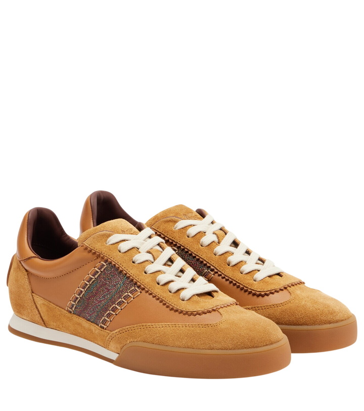 Photo: Etro Pegaso suede-trimmed leather sneakers