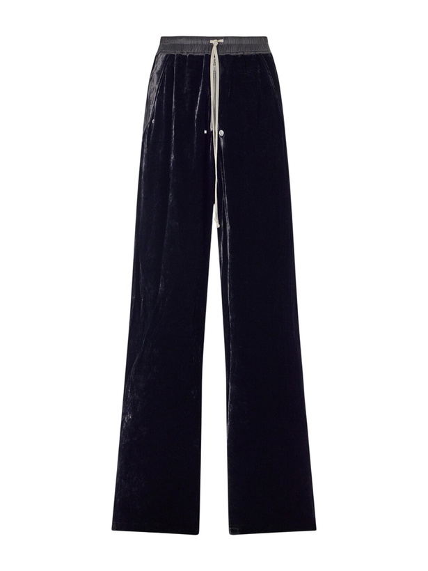 Photo: Rick Owens - Bela Wide-Leg Drawstring Velour Trousers - Black