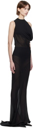 AARON ESH Black Asymmetric Cowl Maxi Dress