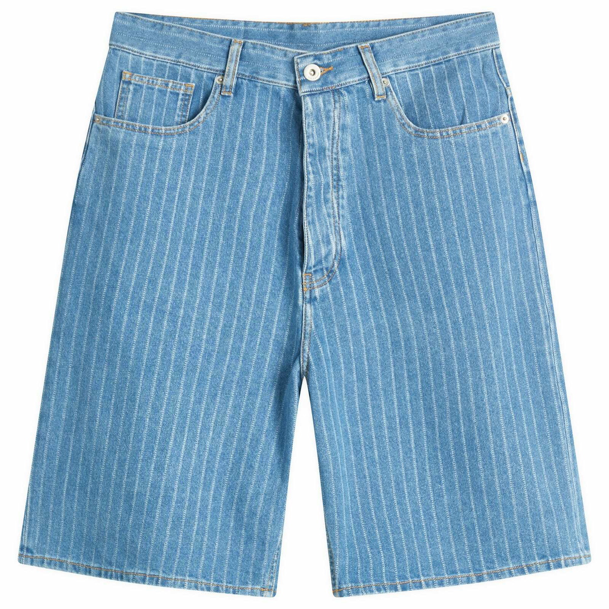 Drôle de Monsieur Men's Baggy Striped Shorts in Light Blue Drôle
