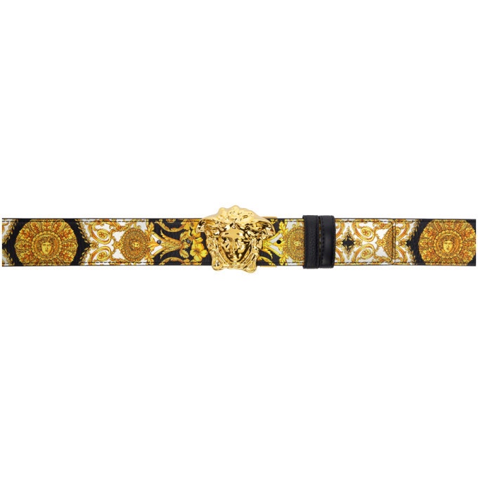 Photo: Versace Reversible Black and Gold Printed Medusa Belt