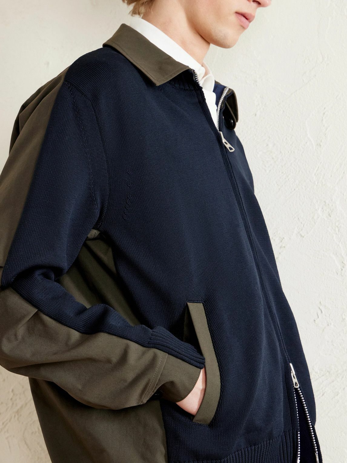 Sacai - Knitted and Shell Jacket - Blue