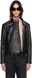 Acne Studios Black Band Collar Leather Jacket
