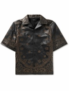 AMIRI - Camp-Collar Laser-Etched Perforated Leather Shirt - Black