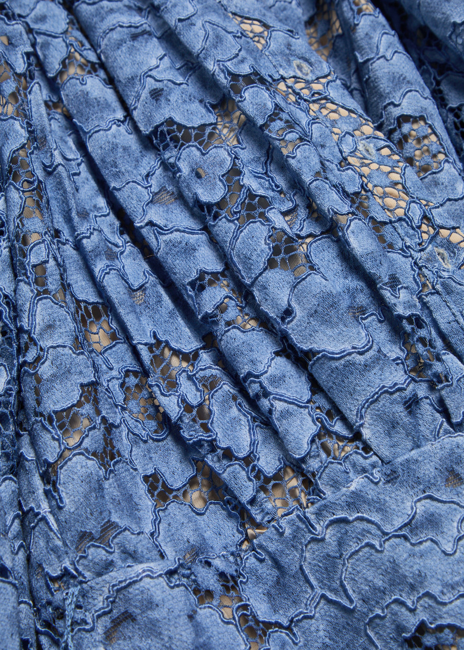 Alice + Olivia Cora Belted Guipure Lace Mini Dress Indigo