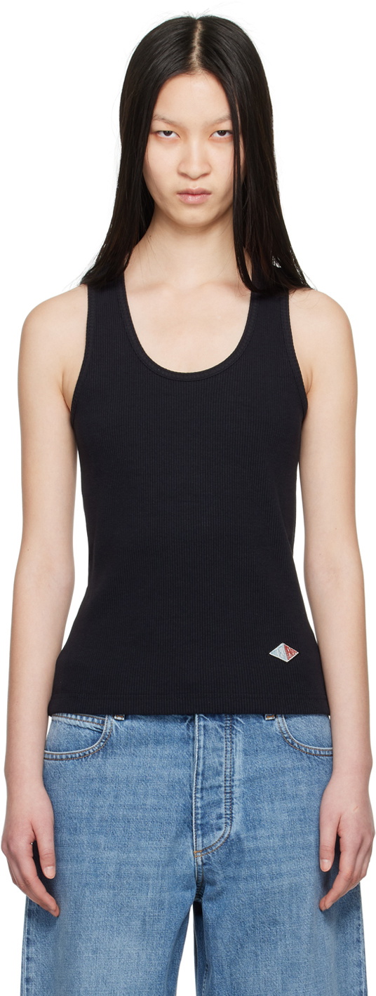 Bottega Veneta Navy Logo Patch Tank Top