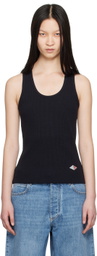 Bottega Veneta Navy Logo Patch Tank Top