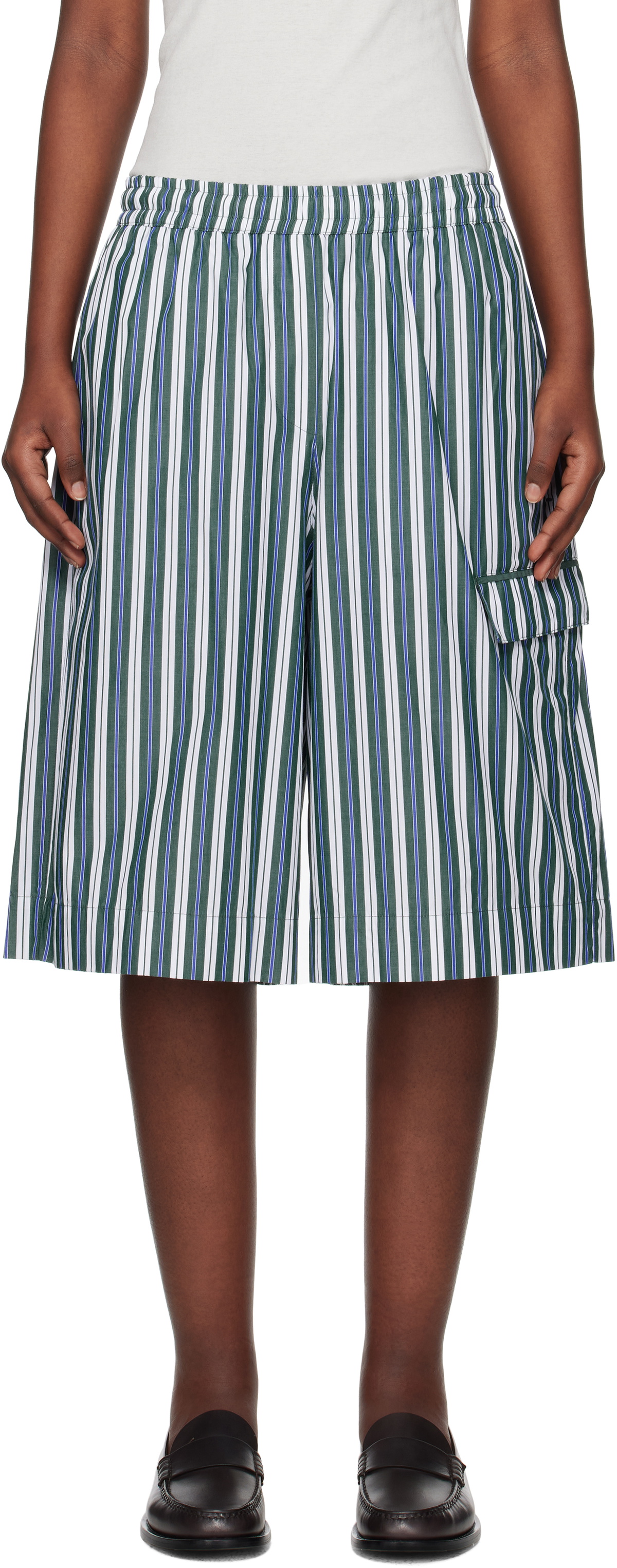 REMAIN Birger Christensen Green Poplin Basketball Shorts